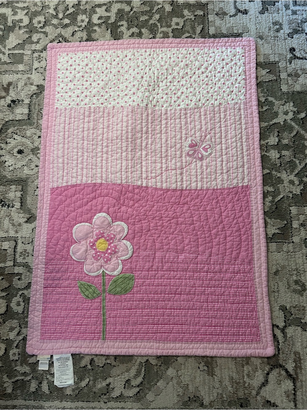 Pottery Barn Kids Reversible Pink Floral Patchwork Quilt